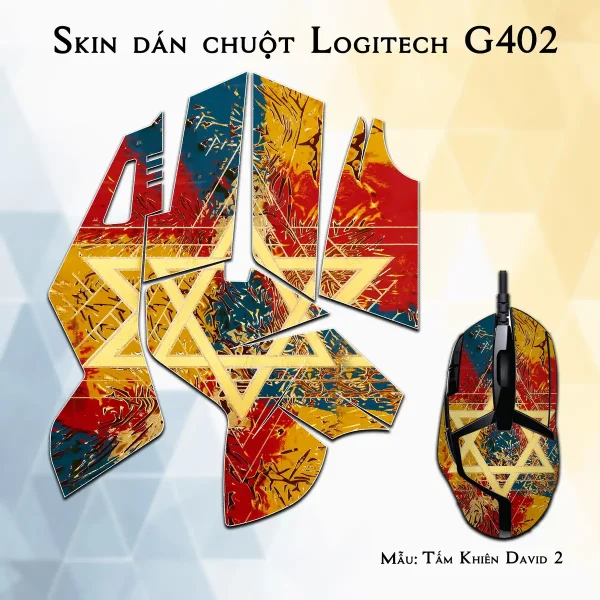 Skin dán chuột Logitech G402 mẫu Tấm Khiên David 2