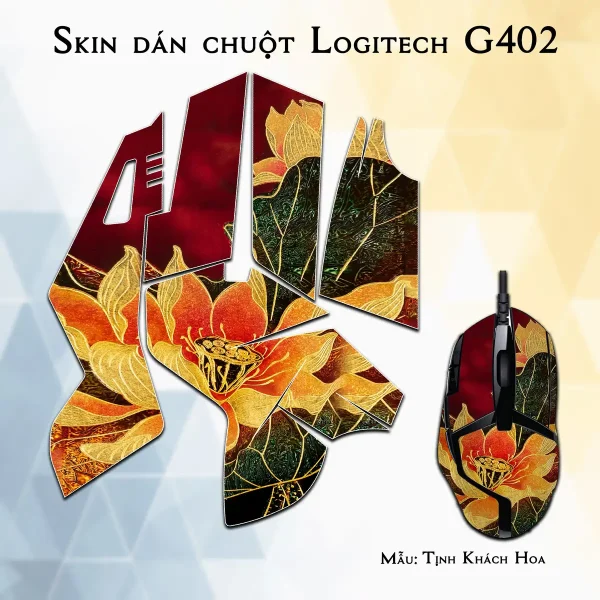 Skin dán chuột Logitech G402 mẫu Tịnh Khách Hoa