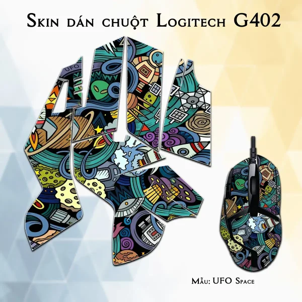 Skin dán chuột Logitech G402 mẫu UFO Space