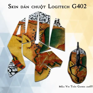 Skin dán chuột Logitech G402 mẫu Voi Thần Ganesa lsm055