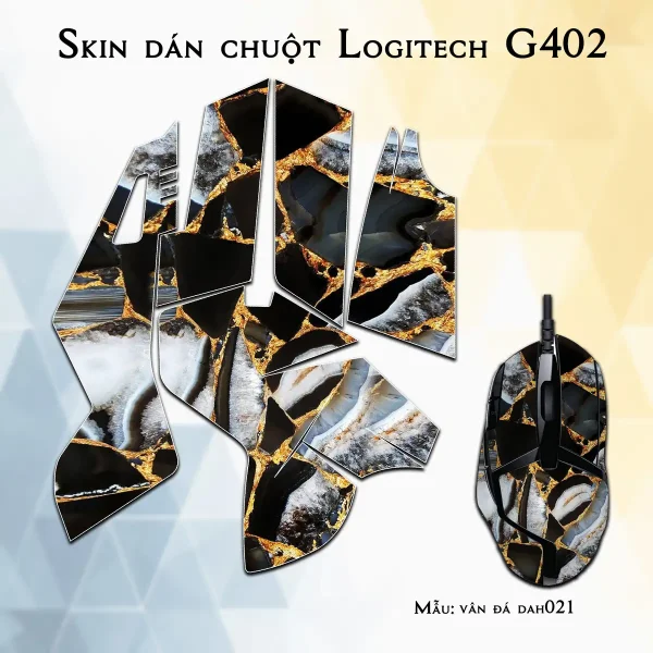 Skin dán chuột Logitech G402 mẫu vân đá dah021