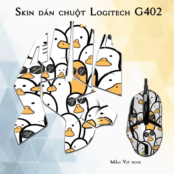 Skin dán chuột Logitech G402 mẫu Vịt duck