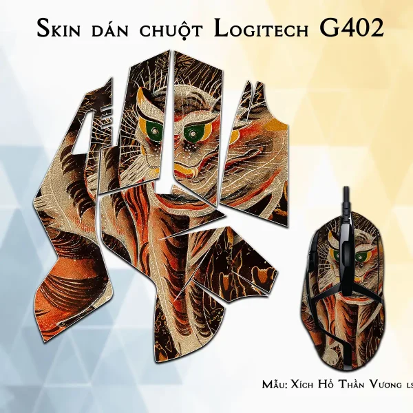 Skin dán chuột Logitech G402 mẫu Xích Hổ Thần Vương lsm056