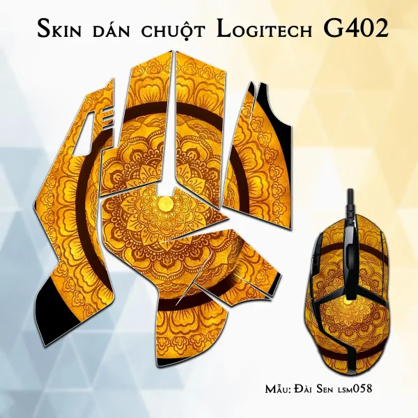 Skin dán chuột Logitech G402 mẫu Đài Sen lsm058
