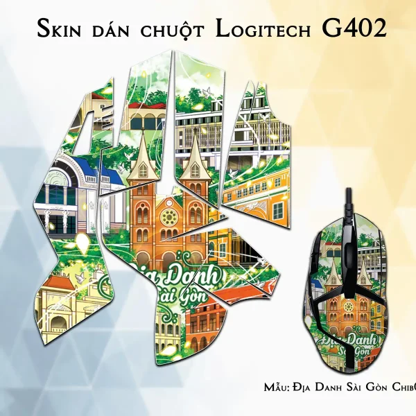 Skin dán chuột Logitech G402 mẫu Địa Danh Sài Gòn Chib005