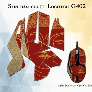Skin dán chuột Logitech G402 mẫu Đức Phật Việt Nam Đỏ lsm016