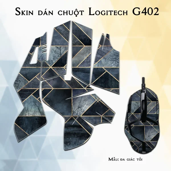 Skin dán chuột Logitech G402 mẫu đa giác tối