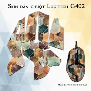 Skin dán chuột Logitech G402 mẫu đá vàng xanh xếp lẫn