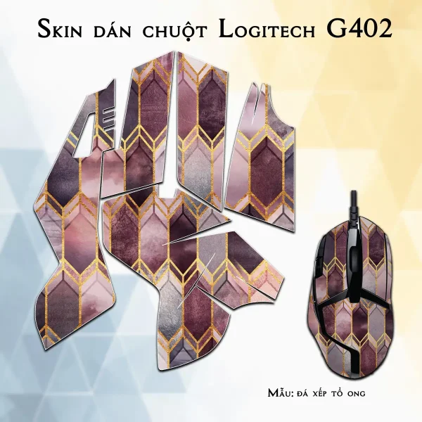 Skin dán chuột Logitech G402 mẫu đá xếp tổ ong