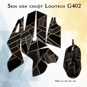 Skin dán chuột Logitech G402 mẫu đá đen xếp lẫn