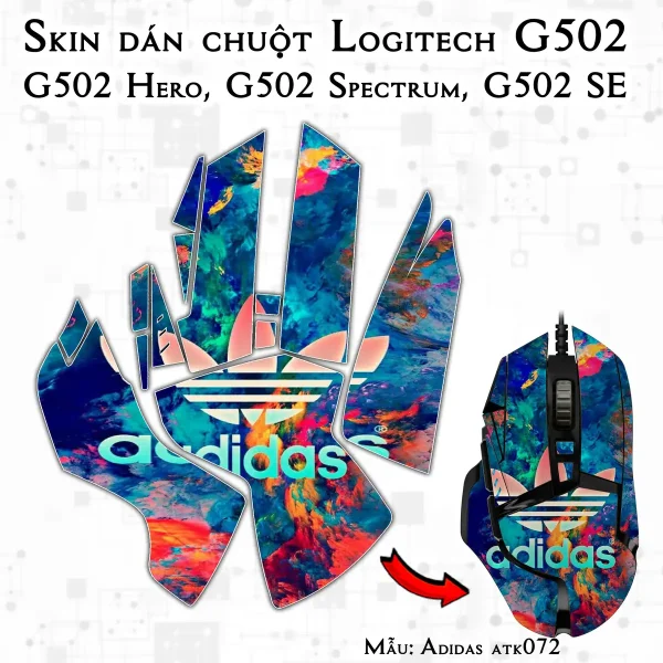 Skin dán chuột Logitech G502 mẫu Adidas atk072