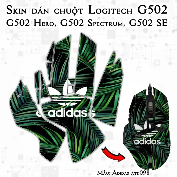 Skin dán chuột Logitech G502 mẫu Adidas atk098
