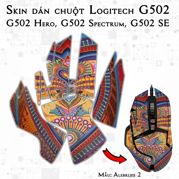 Skin dán chuột Logitech G502 mẫu Alebrijes 2