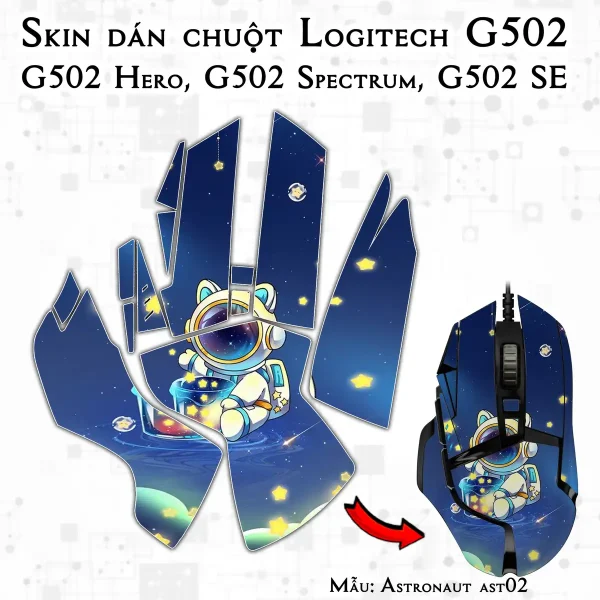 Skin dán chuột Logitech G502 mẫu Astronaut ast02