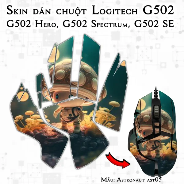 Skin dán chuột Logitech G502 mẫu Astronaut ast05