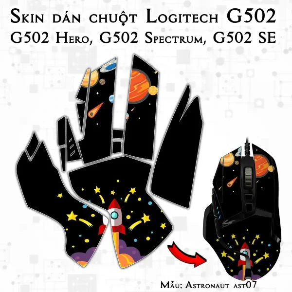 Skin dán chuột Logitech G502 mẫu Astronaut ast07