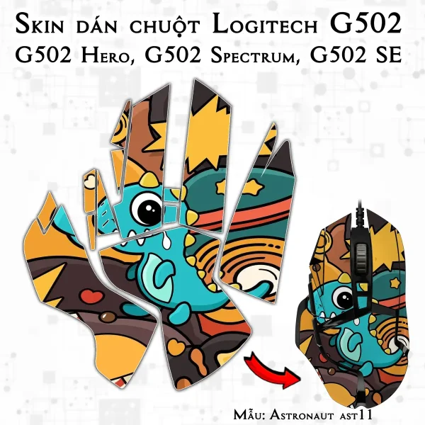 Skin dán chuột Logitech G502 mẫu Astronaut ast11