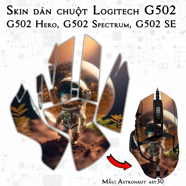 Skin dán chuột Logitech G502 mẫu Astronaut ast30