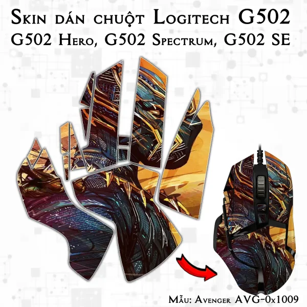 Skin dán chuột Logitech G502 mẫu Avenger avg1009