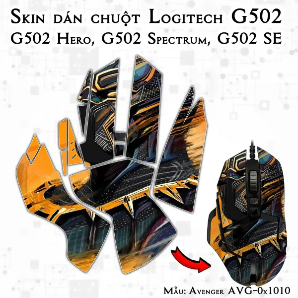 Skin dán chuột Logitech G502 mẫu Avenger avg1010
