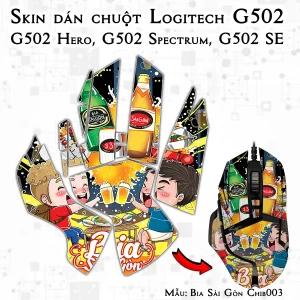 Skin dán chuột Logitech G502 mẫu Bia Sài Gòn Chib003