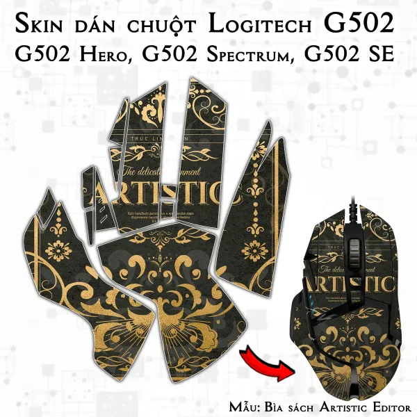 Skin dán chuột Logitech G502 mẫu Bìa sách Artistic Editor