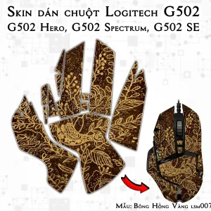 Skin dán chuột Logitech G502 mẫu Bông Hồng Vàng lsm007