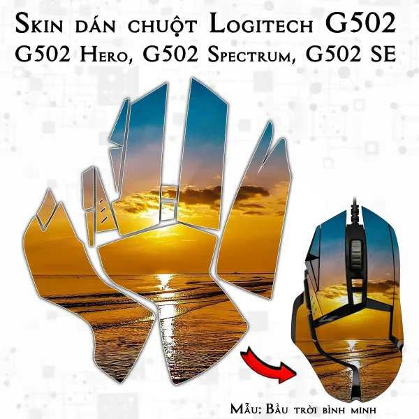 Skin dán chuột Logitech G502 mẫu Bầu trời bình minh