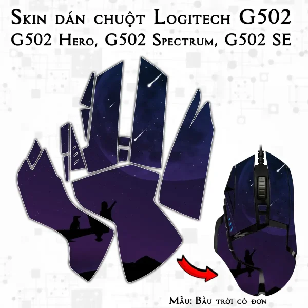 Skin dán chuột Logitech G502 mẫu Bầu trời cô đơn