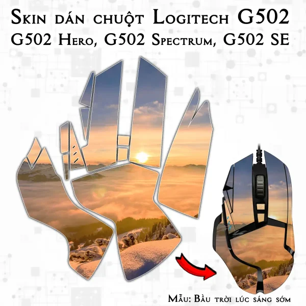 Skin dán chuột Logitech G502 mẫu Bầu trời lúc sáng sớm
