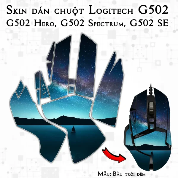 Skin dán chuột Logitech G502 mẫu Bầu trời đêm