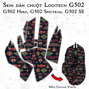 Skin dán chuột Logitech G502 mẫu Captain Varvel