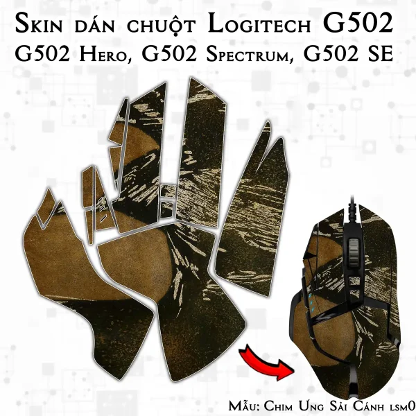 Skin dán chuột Logitech G502 mẫu Chim Ưng Sải Cánh lsm013