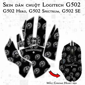 Skin dán chuột Logitech G502 mẫu Chrome Heart đen