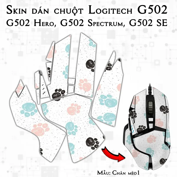 Skin dán chuột Logitech G502 mẫu Chân mèo1
