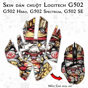 Skin dán chuột Logitech G502 mẫu Chó bull art