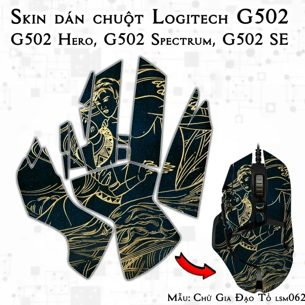 Skin dán chuột Logitech G502 mẫu Chử Gia Đạo Tổ lsm062