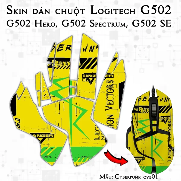 Skin dán chuột Logitech G502 mẫu Cyberpunk cyb01