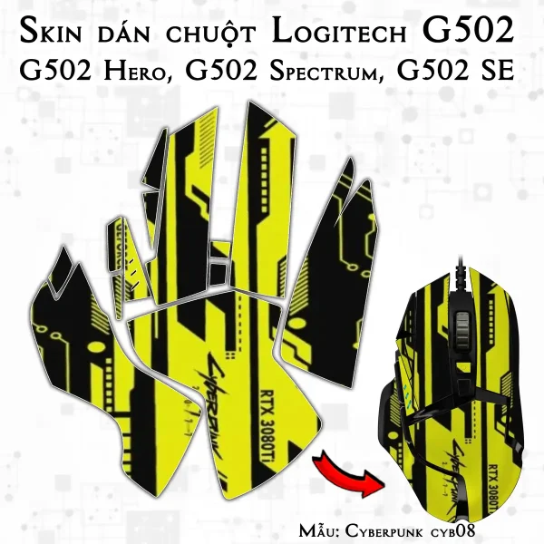Skin dán chuột Logitech G502 mẫu Cyberpunk cyb08