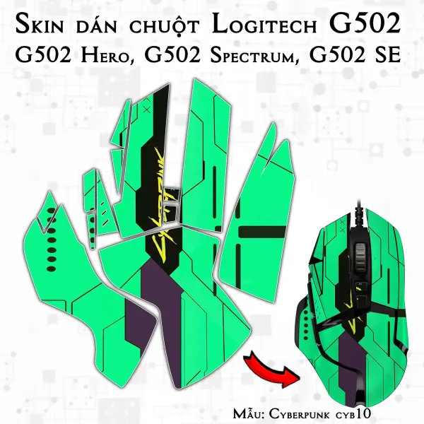 Skin dán chuột Logitech G502 mẫu Cyberpunk cyb10