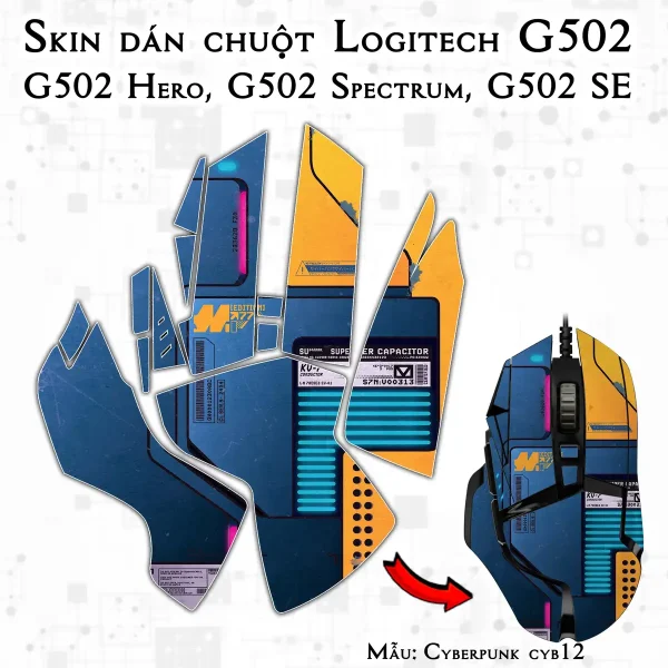 Skin dán chuột Logitech G502 mẫu Cyberpunk cyb12