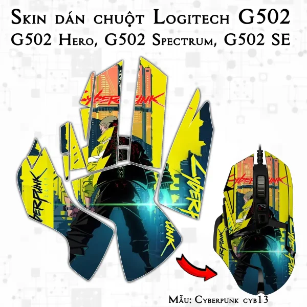 Skin dán chuột Logitech G502 mẫu Cyberpunk cyb13