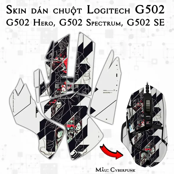 Skin dán chuột Logitech G502 mẫu Cyberpunk