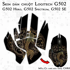 Skin dán chuột Logitech G502 mẫu Cá chép hóa rồng CHR010