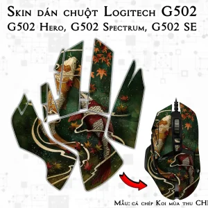 Skin dán chuột Logitech G502 mẫu cá chép Koi mùa thu CHR017