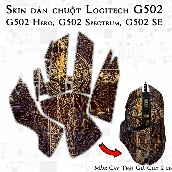 Skin dán chuột Logitech G502 mẫu Cây Thập Giá Celt 2 lsm009