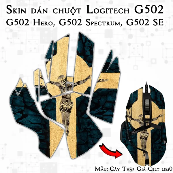 Skin dán chuột Logitech G502 mẫu Cây Thập Giá Celt lsm010