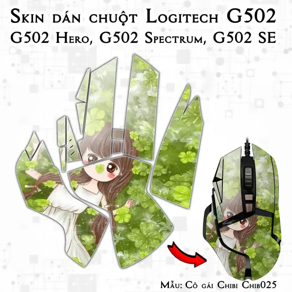 Skin dán chuột Logitech G502 mẫu Cô gái Chibi Chib025