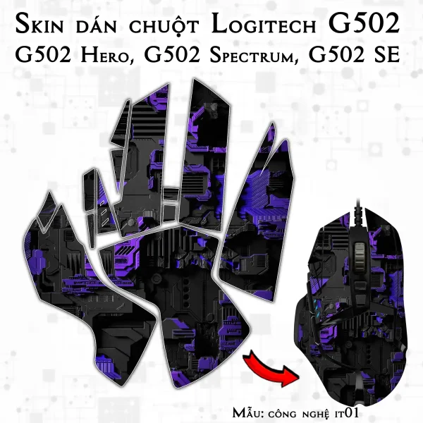 Skin dán chuột Logitech G502 mẫu công nghệ it01