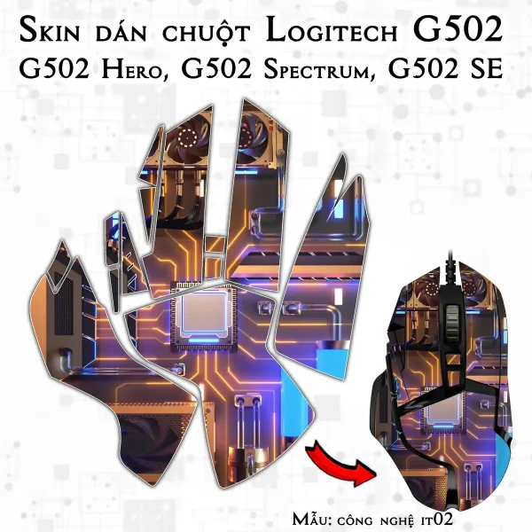 Skin dán chuột Logitech G502 mẫu công nghệ it02